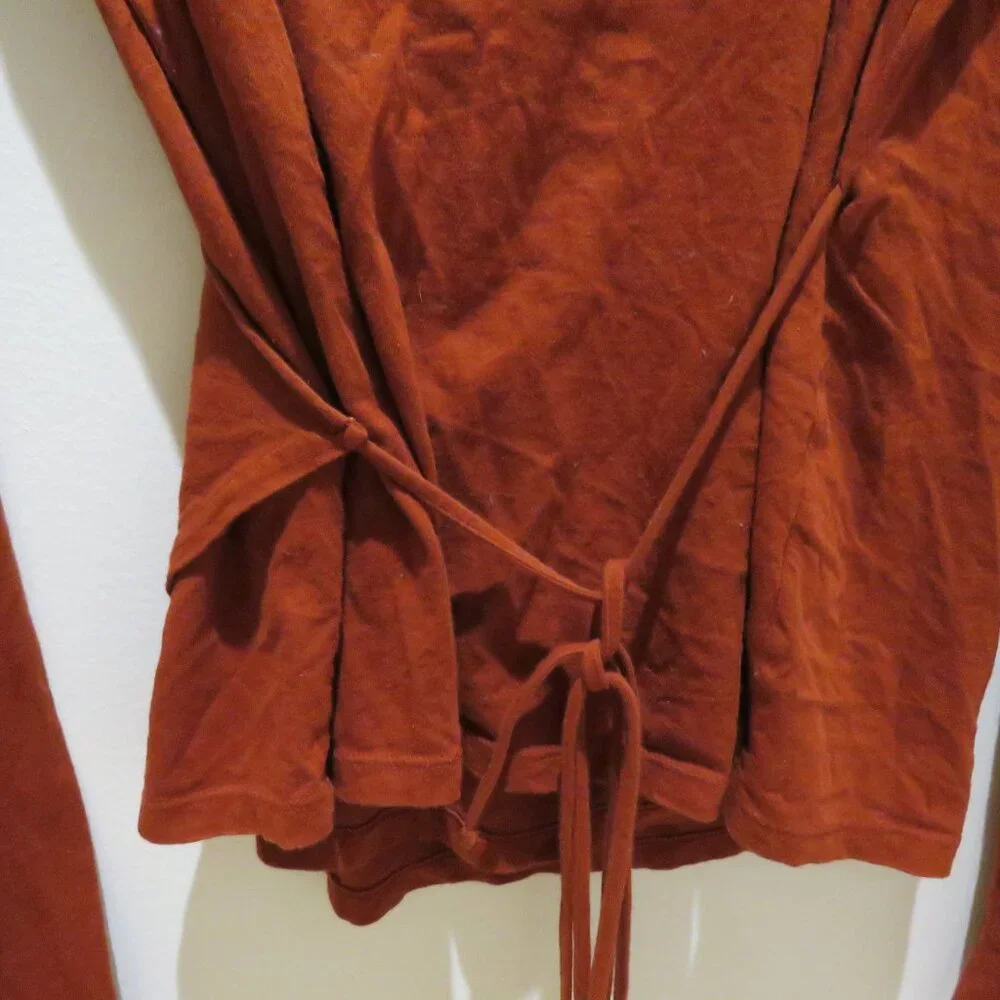 REBECCA TAYLOR Slim Wrap Blouse in Cayenne Fall Minimalist Office Cotton Alpaca - Picture 8 of 13